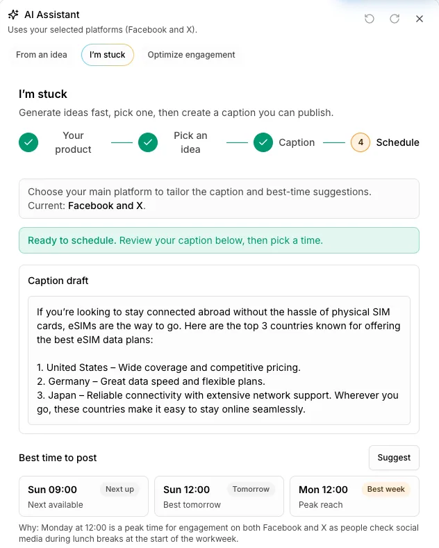 Starts from context preview